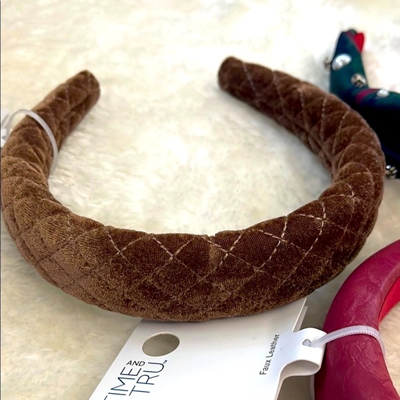Time and Tru Brown and Red Velvet Hair Band Accessories Bundle - Picture 3 of 6